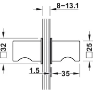 Rankenėlė dušo durims kvadratinė 32x32mm, juoda