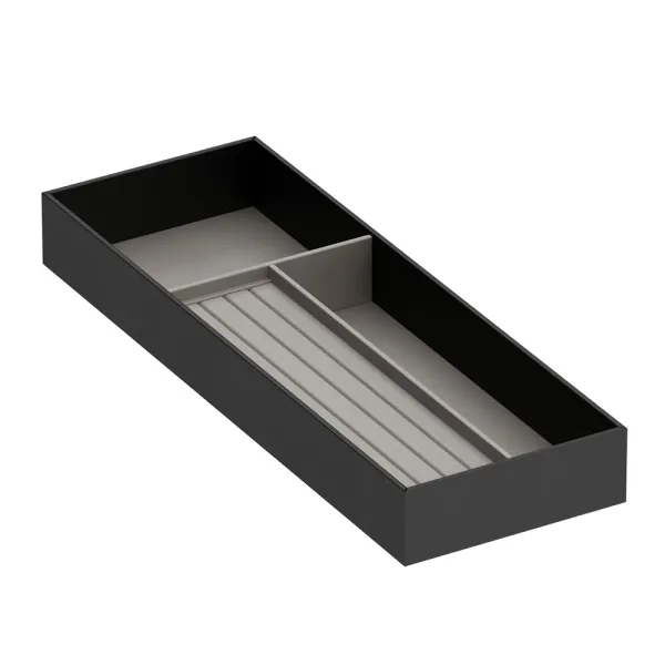 Dėklas papuošalams 432x150mm, H50mm, dirbtinė oda, antracitas, šviesi pilka