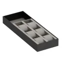 Dėklas laikrodžiams 432x150mm, H50mm, dirbtinė oda, antracitas, šviesi pilka