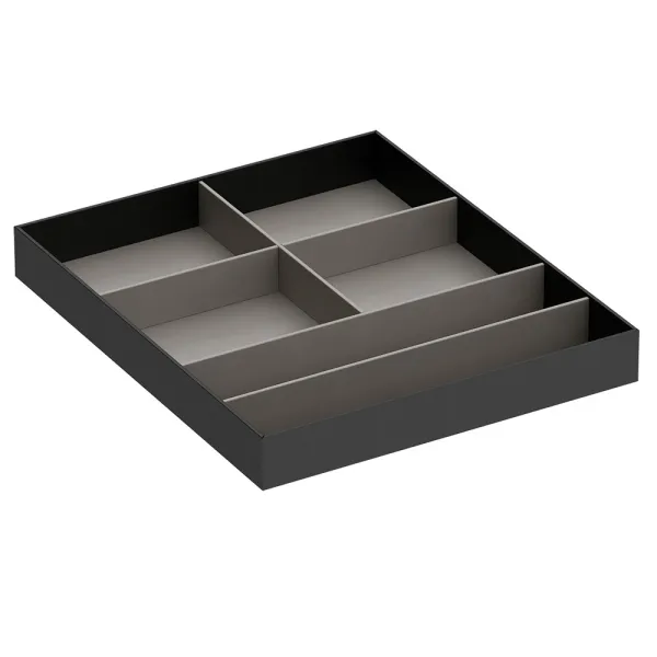 Dėklas daugiafunkcinis didelis 432x365mm, H50mm, dirbtinė oda, antracitas, šviesi pilka