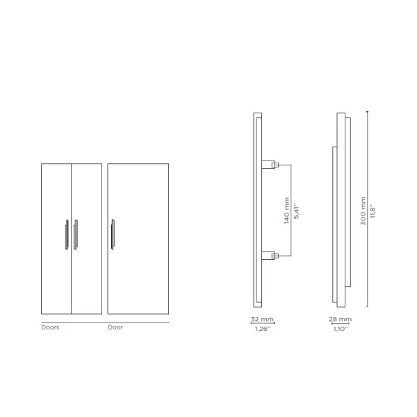 Rankenėlė SKYLINE CC140mm, L300mm, H32mm, P28mm, poliruotas žalvaris
