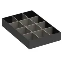 Dėklas kaklaraiščiams didelis 432x289mm, H70mm, dirbtinė oda, antracitas, šviesi pilka