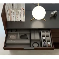 Makeup tray 432x150mm H50mm simil leather, anthracite, light gray