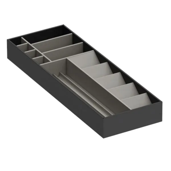 Dėklas kosmetikai 432x150mm, H50mm, dirbtinė oda, antracitas, šviesi pilka