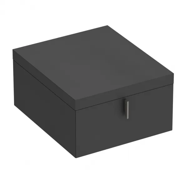 Box with lid W350mm L330mm H205mm simil leather, anthracite, dark gray velvet
