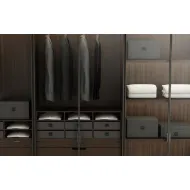 Dėžė su dangčiu 415x485x265mm, dirbtinė oda antracitas, tamsiai pilkas velvetas