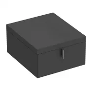 Dėžė su dangčiu 415x485x265mm, dirbtinė oda antracitas, tamsiai pilkas velvetas