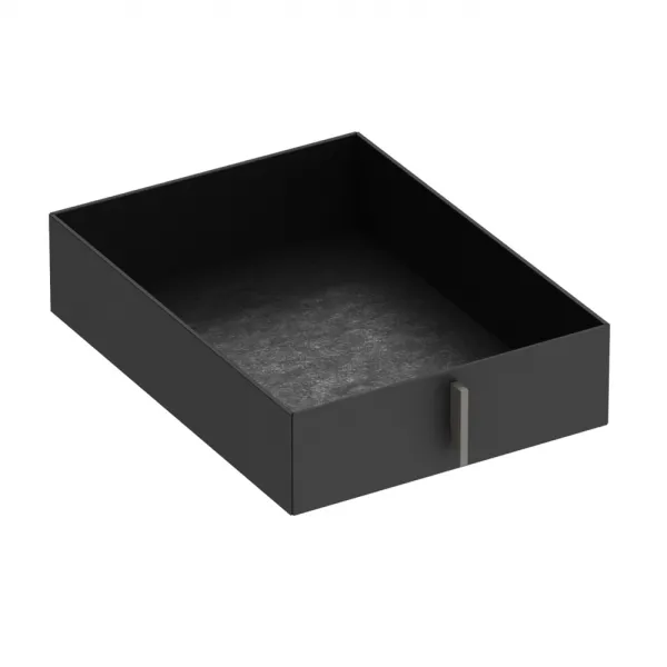 Box without lid W275mm L322mm H85mm simil leather, anthracite, dark gray velvet