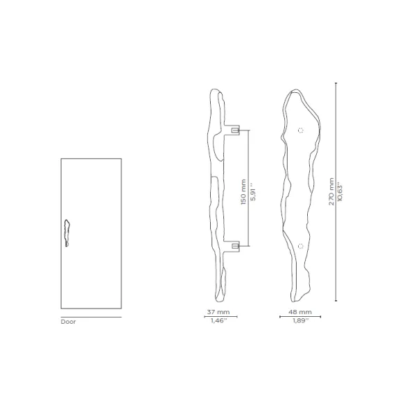 Handle KESYA CC150mm L270mm H37mm P48mm polished brass 