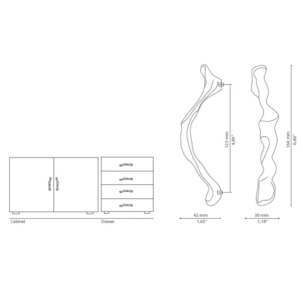 Rankenėlė NOVEAU CC123mm, L164mm, H42mm, P30mm, poliruotas žalvaris