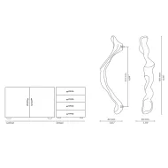 Handle NOVEAU CC123mm L164mm H42mm P30mm polished brass 