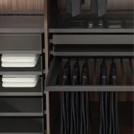 Drawer with aluminium front MODUS H140mm, D448/488mm, W900-1199mm, dark brown metallic