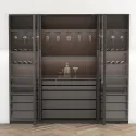 Drawer with aluminium front MODUS H84mm, D448/488mm, W450-599mm, dark brown metallic