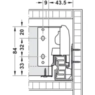 Drawer side runner system, Häfele Matrix Box S35, drawer side height L84mm, load bearing capacity 35kg