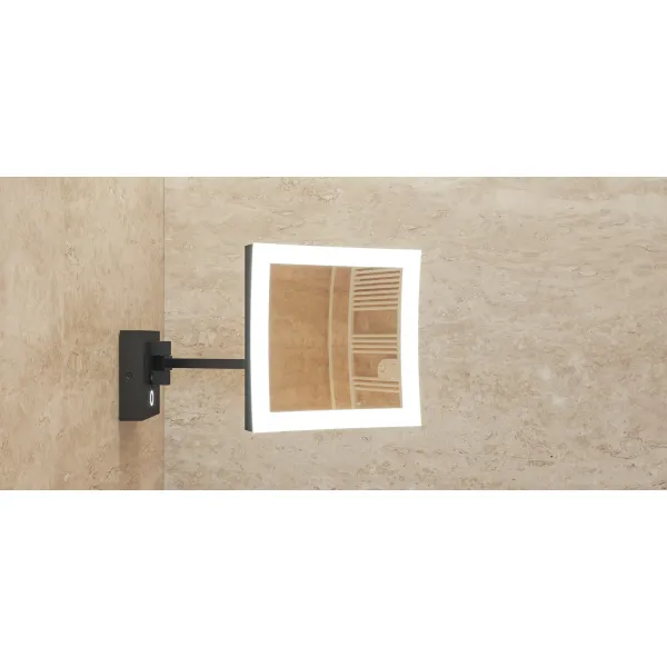 Veidrodis LED su 5x padidinimo funkcija 190x190mm, 5W/220V juoda