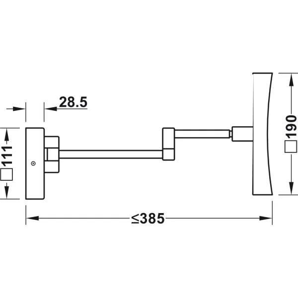 Veidrodis LED su 5x padidinimo funkcija 190x190mm, 5W/220V juoda