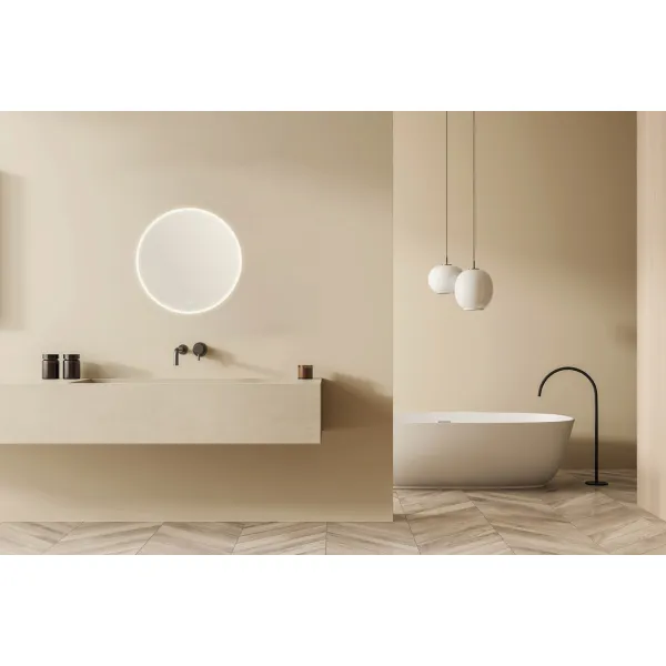 Häfele bathroom mirror, round, illuminated