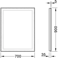 Veidrodis su LED apšvietimu stačiakampis, 25W, 700x900mm, MultiWhite 3100-7000K