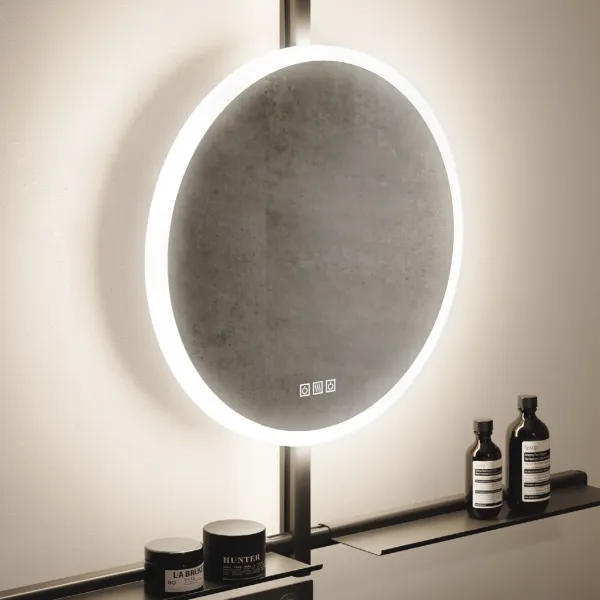 Veidrodis LED apšvietimu IO-S, apvalus, Ø600mm, 220V/65W juodas