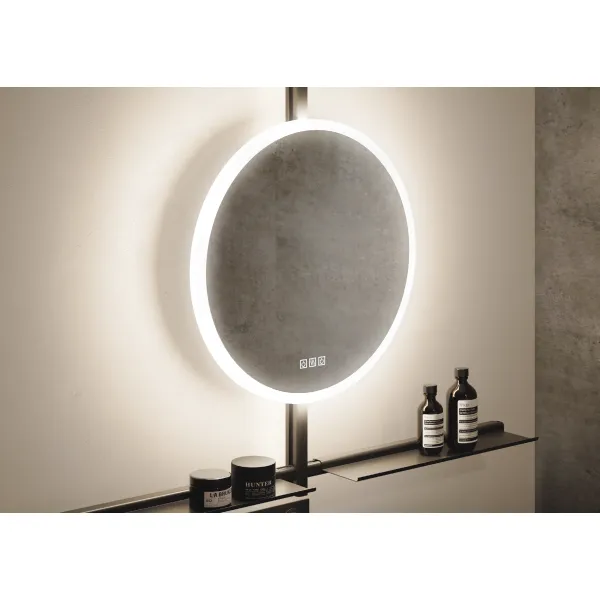 Veidrodis LED apšvietimu IO-S, apvalus, Ø600mm, 220V/65W juodas