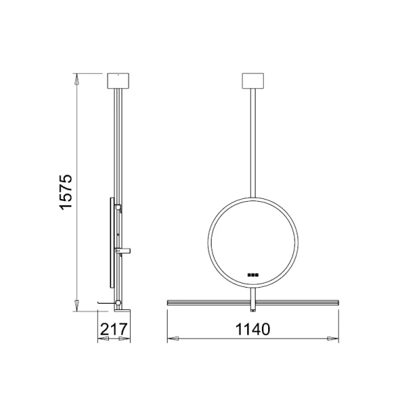 Mirror with LED light IO-S Ø600mm 220V/65W black