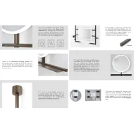 Mirror with LED light IO-S Ø600mm 220V/65W dark bronze