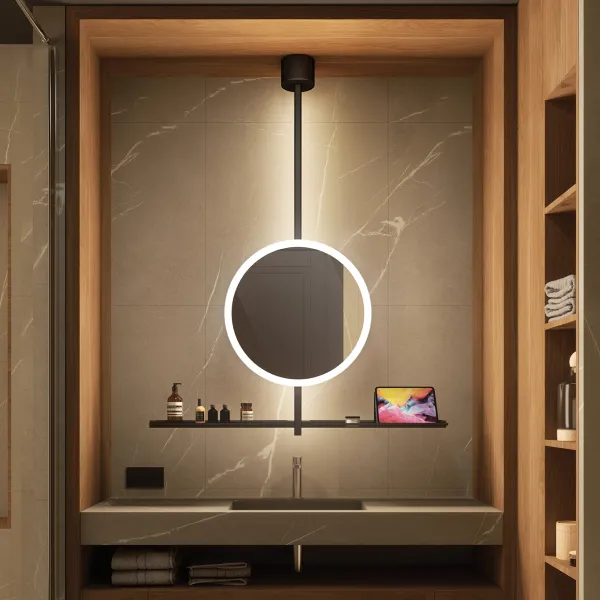 Veidrodis LED apšvietimu IO-D, stačiakampis, 800x600mm, 220V/75W juoda