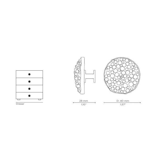 Knob CAVIAR Ø40mm H28mm polished brass 