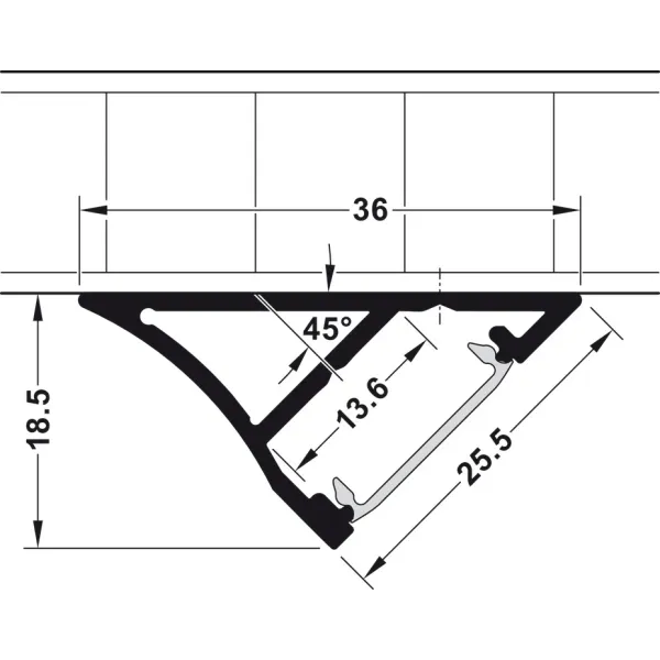 Profilis LED juostai išorinis kampinis PI6 L2500mm,