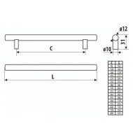 Handle CC128mm L188mm matt nickel