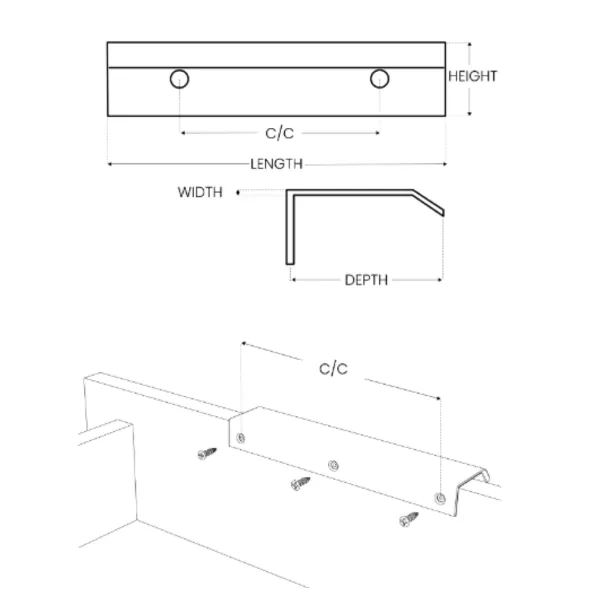 Handle CURVE CC128mm L200mm aluminum matt white 
