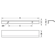 Rankenėlė CURVE CC128mm, L200mm, aliuminis matinė juoda