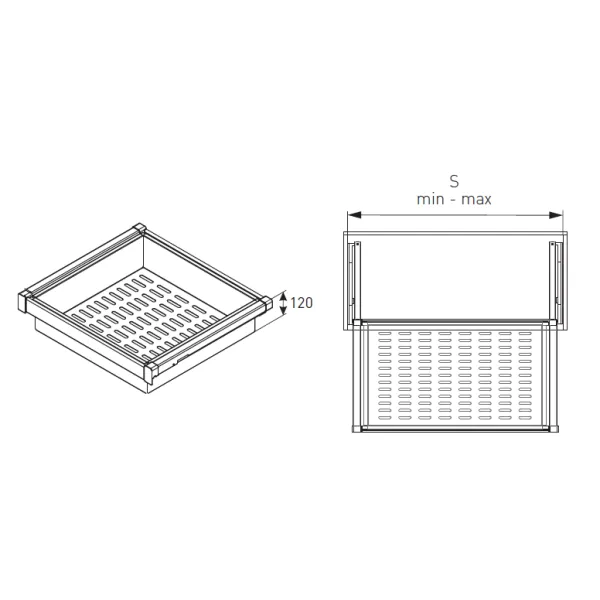 Drawer with metal basket W700mm with soft closing, gray anthracite