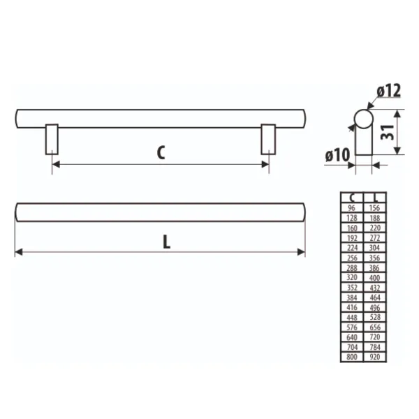 Handle CC384mm L464mm gold 