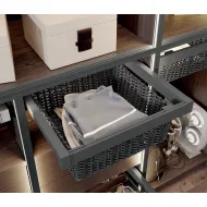 Drawer with rattan basket W900mm with soft closing, gray anthracite