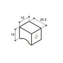 Rankenėlė vieno taško PURA L19mm, P19mm, H26mm, aliuminis balta matinis
