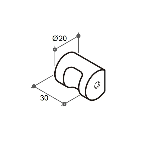 Rankenėlė vieno taško FOCUS Ø22mm, H30mm, aliuminis balta matinis