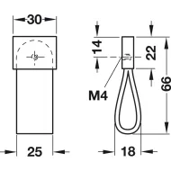 Rankenėlė 30x66mm, nerūdijančio plieno spalva/oda