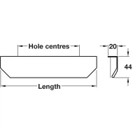 Rankenėlė aliuminio CC256mm, 350x19,7mm, nerūdijančio plieno spalva