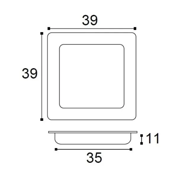 Recessed handle 39x39mm STYLUS stainless steel 