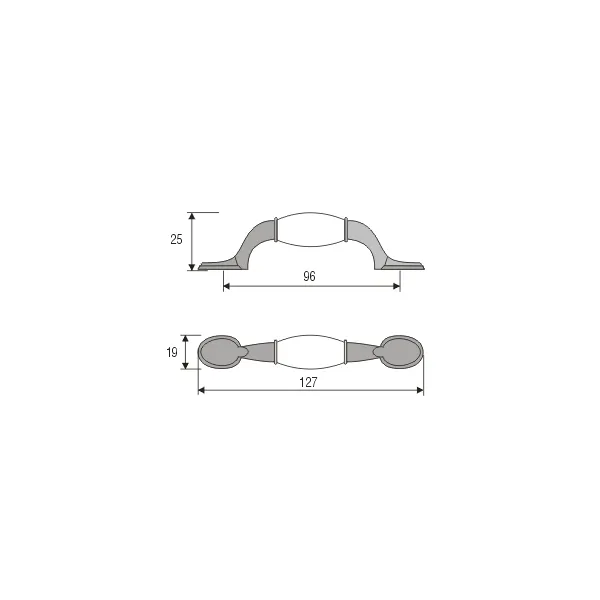 Rankenėlė CC96mm, L127mm, retro bronza keramika