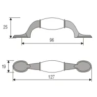 Rankenėlė CC96mm, L127mm, retro bronza keramika
