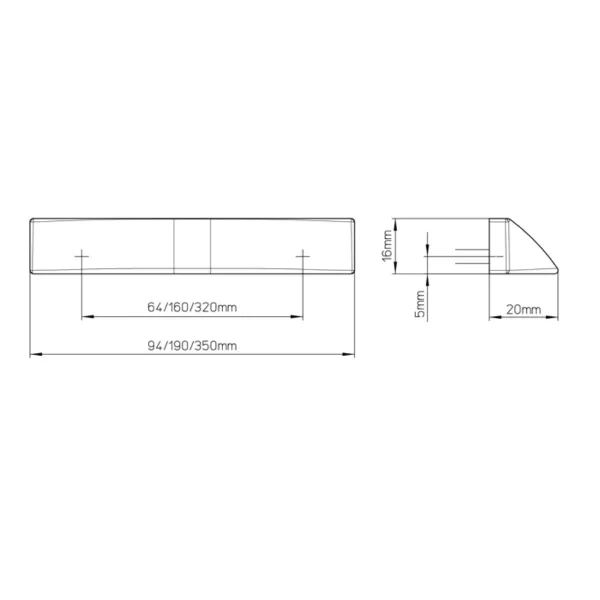 Handle CC320mm L350mm chrome 