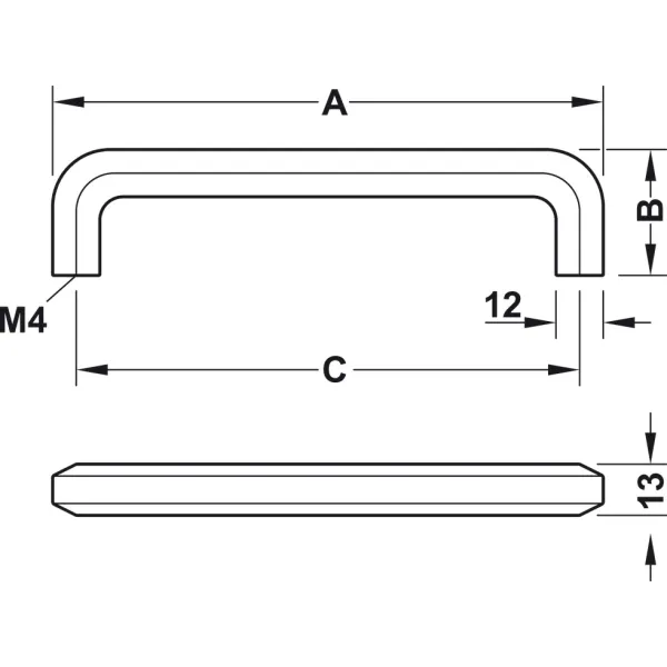 Furniture handle, D handle, zinc alloy