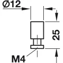 Rankenėlė taškinė Ø12mm, H25mm, chromas