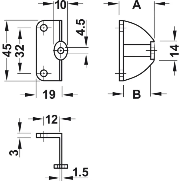 Adapter, For folding sliding door, zinc alloy