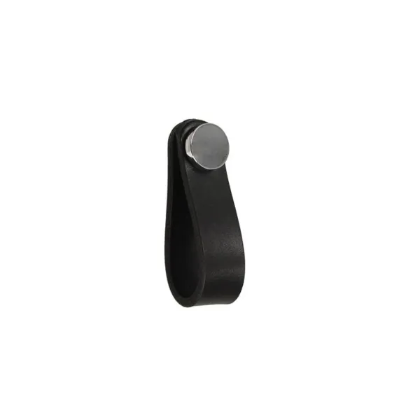 Pull-handle, leather, black/chrome