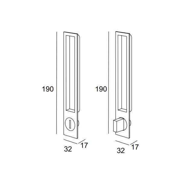 Recessed handle 190x32mm matt black 