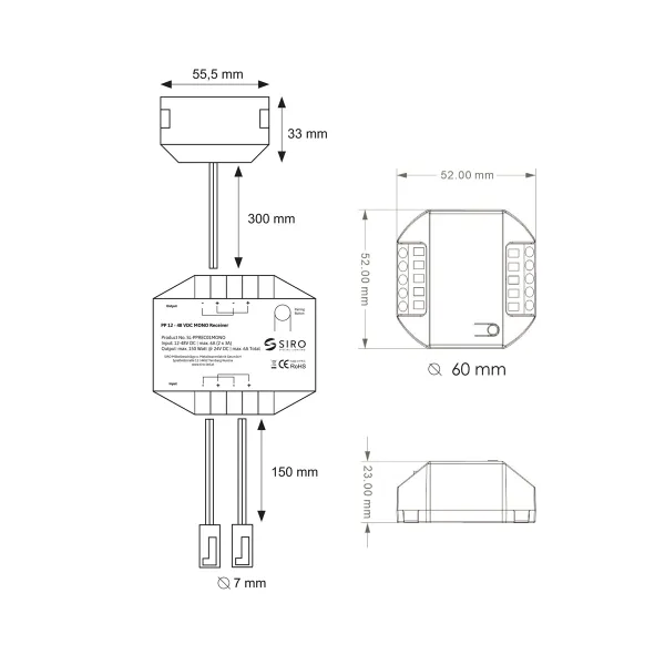 12-48V DC MONO Receiver as receiver for push power switch
