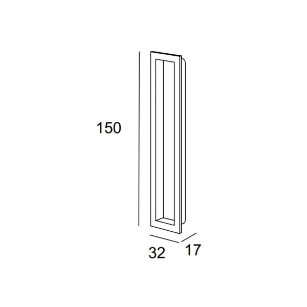 Recessed handle 150x32mm matt chrome 